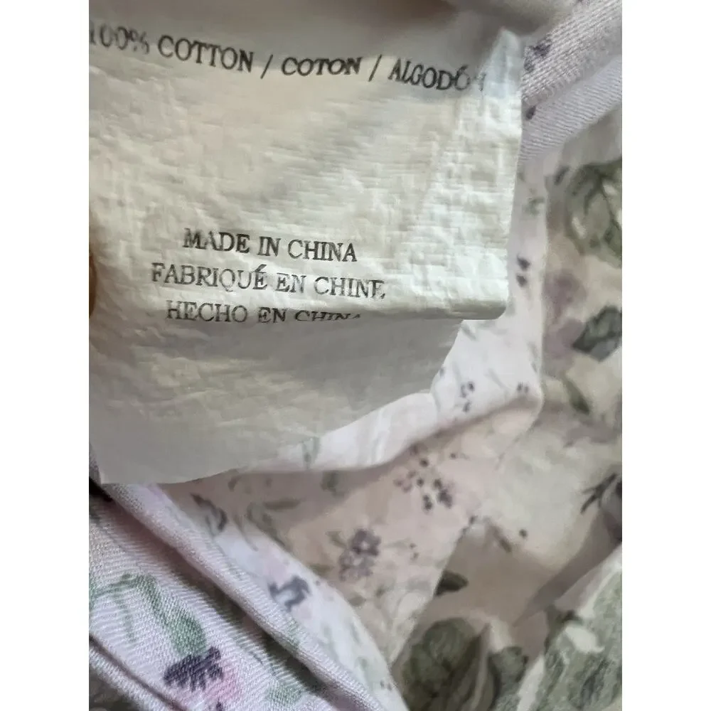 Rachel Ashwell Treasure Bohemian Pink Blue Floral Queen Duvet Cover Ruffled Edg